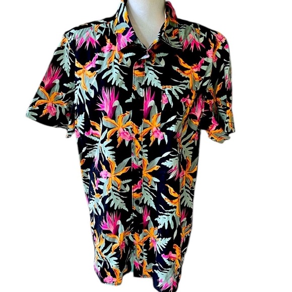 Hurley men’s casual button-down floral shirt, large NWOT. Short sleeve - Picture 1 of 12